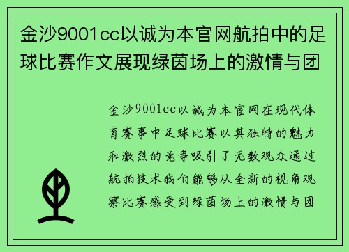 金沙9001cc以诚为本官网航拍中的足球比赛作文展现绿茵场上的激情与团队精神
